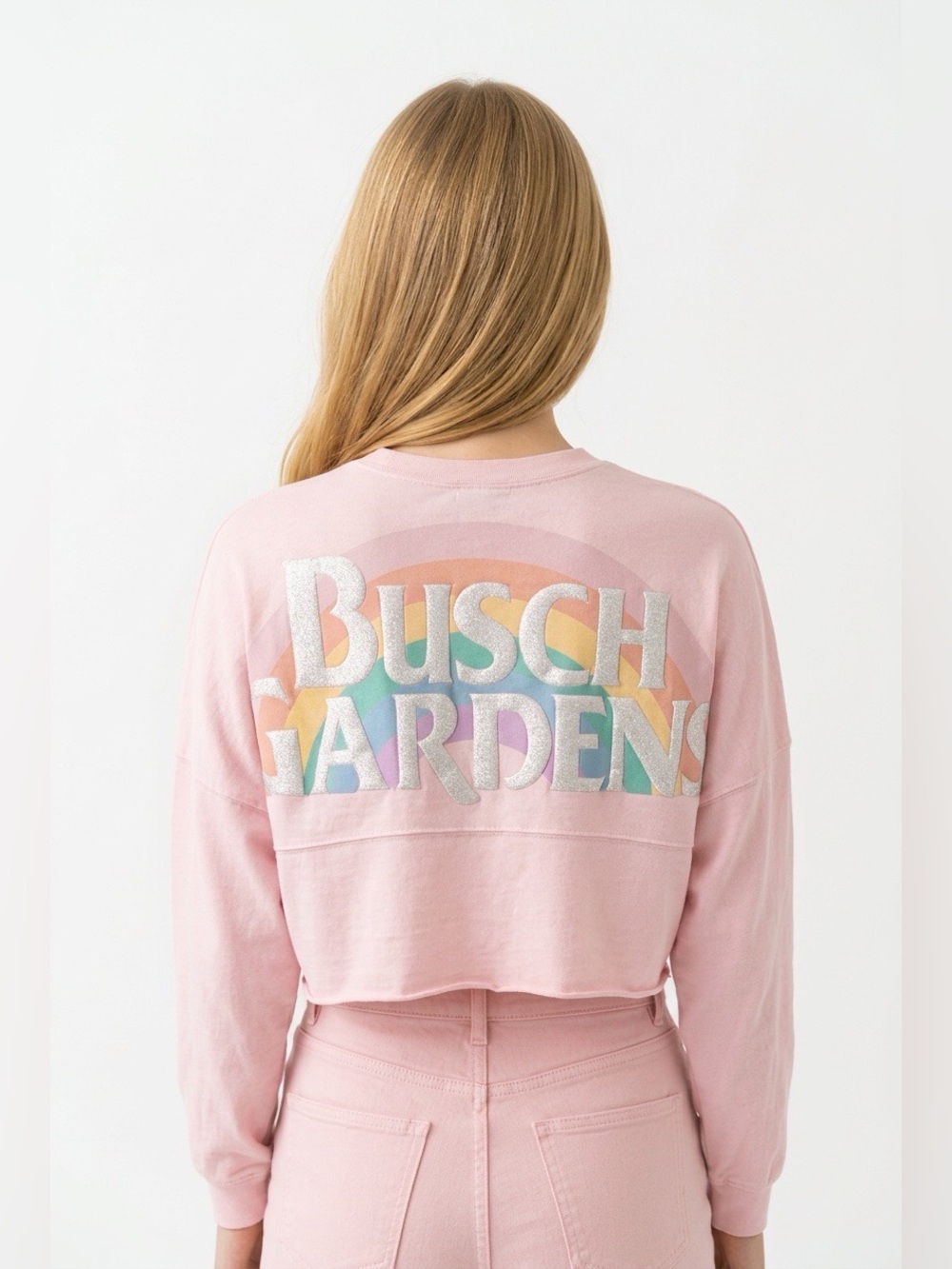 Busch Gardens Pink Cropped Long Sleeve T-Shirt - Women's